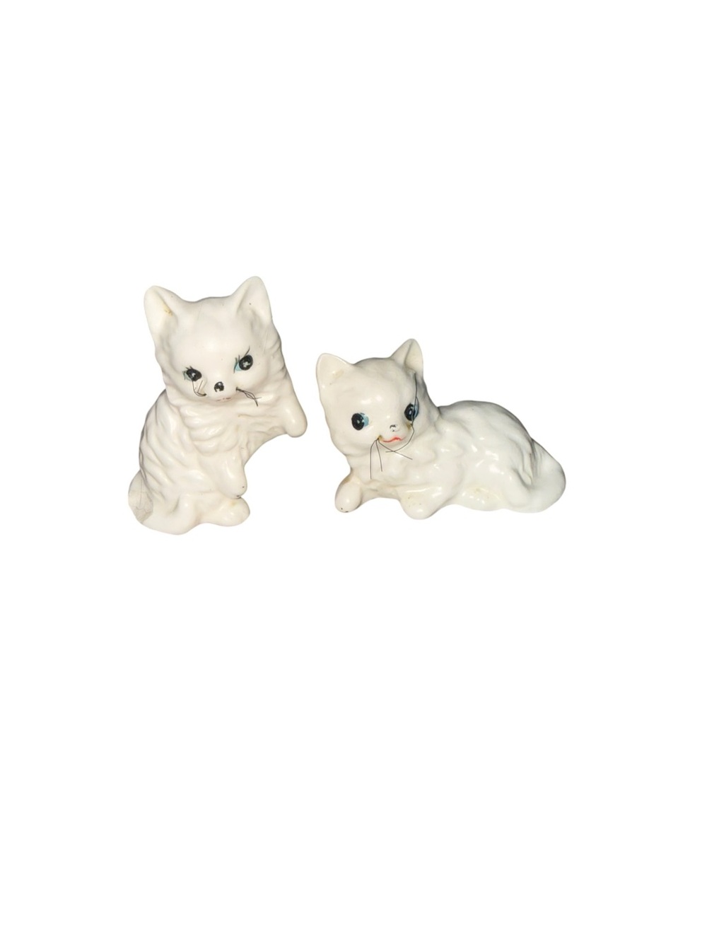 Vintage white kitty salt and pepper shakers